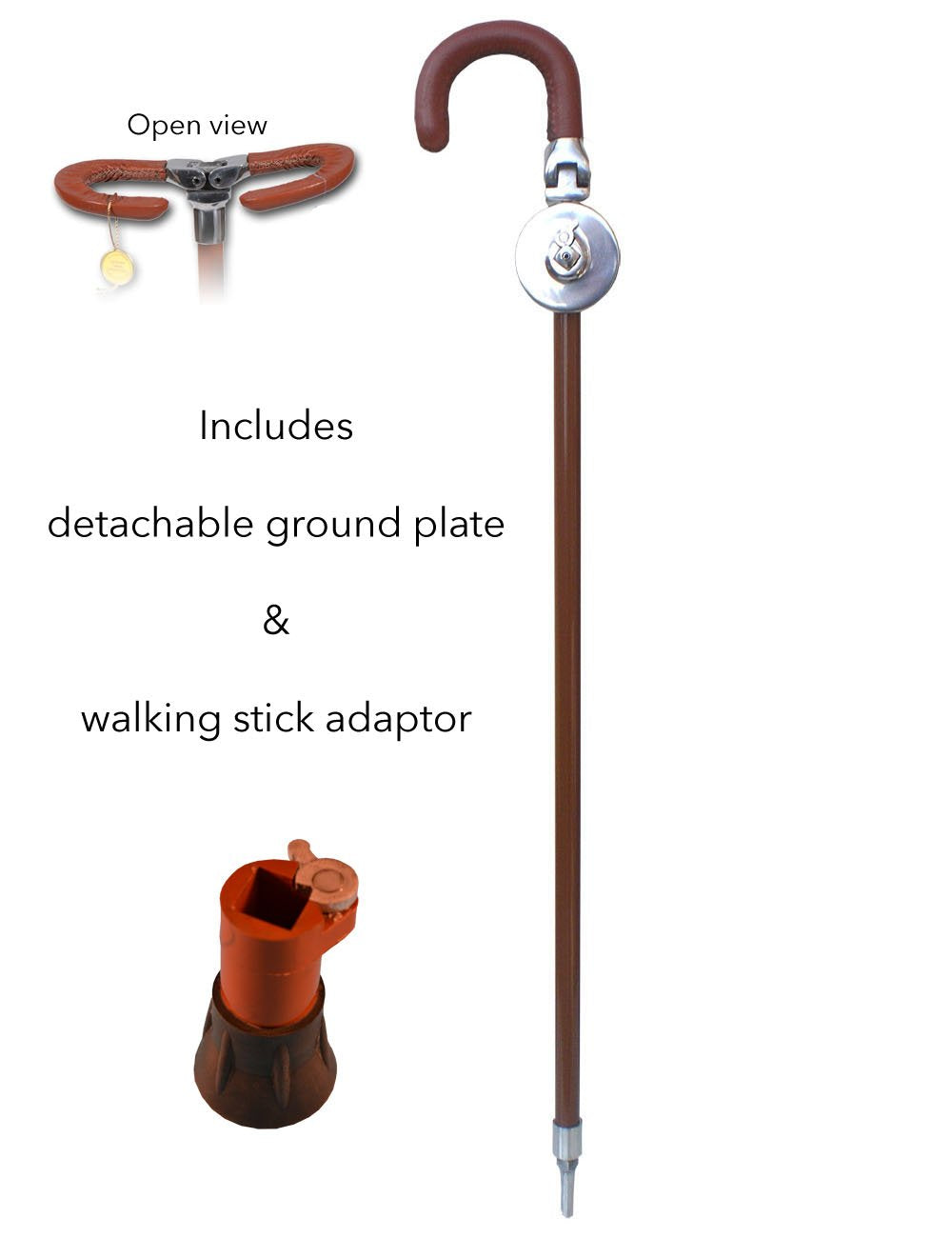 Super Crook Premium | Seat Stick / Shooting Stick / Walking Stick | Fixed Height Height With Folding Plate and Rubber Tip | Made in England-Seat Stick-Sterling-and-Burke