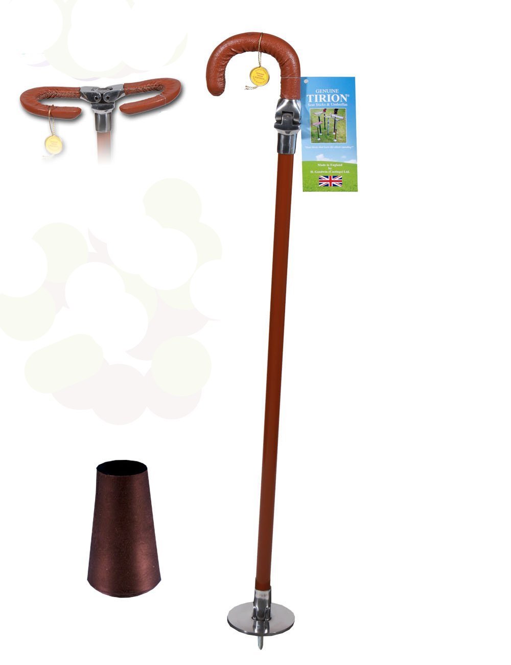 Super Crook Premium | Seat Stick / Shooting Stick / Walking Stick | Fixed Height Height With Folding Plate and Rubber Tip | Made in England-Seat Stick-Sterling-and-Burke