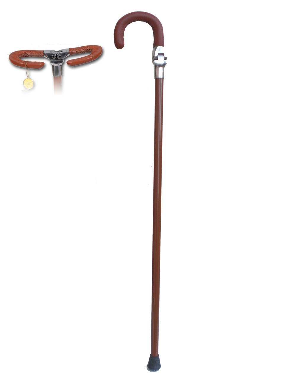 Brass Handle and Rubber Tip Hand Carved Stick -36 inch Long Wooden Handmade Walking  Stick for