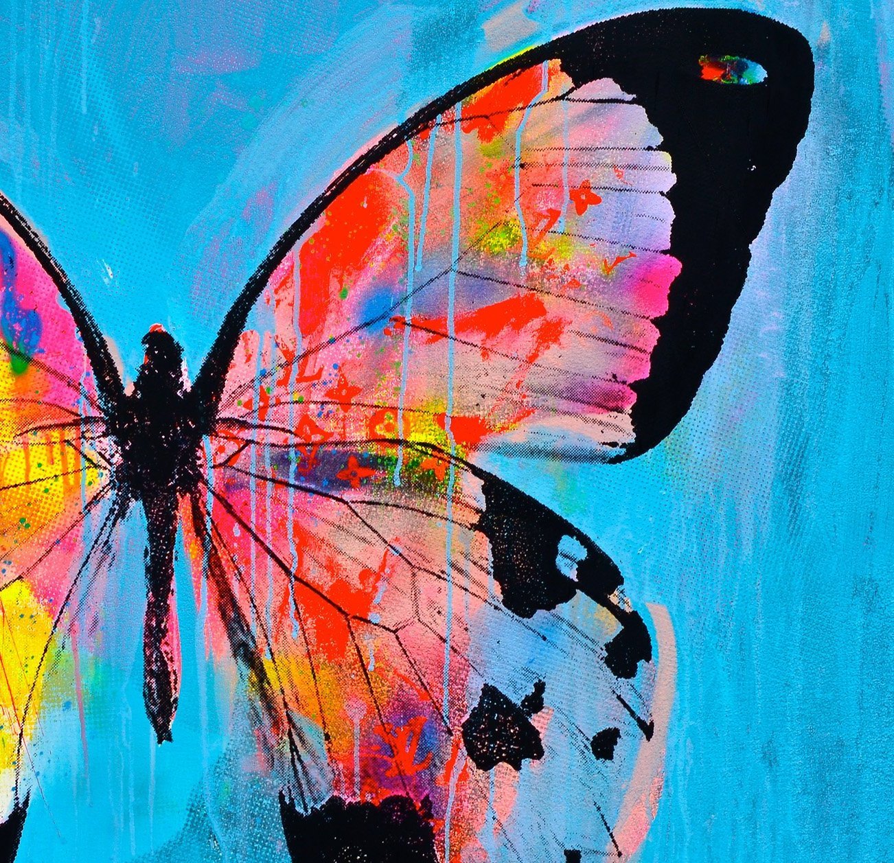 BESPOKE ORDER | Butterfly Pop Art | Original Painting on Canvas | Day Dreaming Flyer | 51 by 51 inches | Artist: Shane Bowden-Art | Custom Painting-Sterling-and-Burke