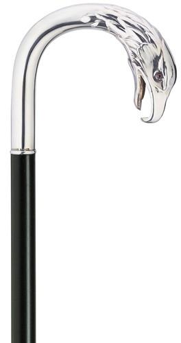 Silver Cane | Elegant Patriotic Eagle Head Cane for Gentleman | Smooth Nickel Silver | Alpacca Silver Crook Handle-Walking Stick-Sterling-and-Burke