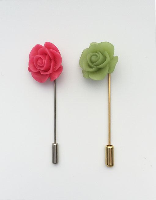Flower Lapel Pin | Blue Grey Floral Lapel Pin | Matte Finish Lapel Pin | Hand Made in USA-Lapel Pin-Sterling-and-Burke