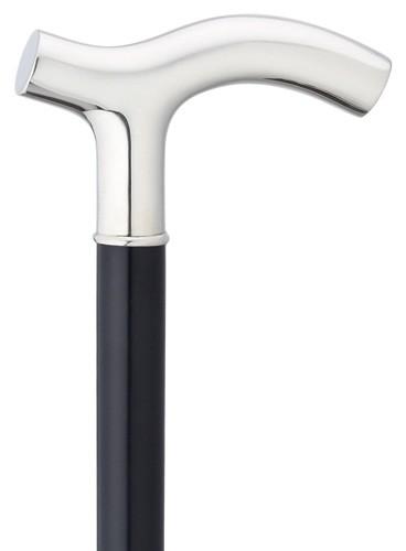 Silver Cane | Elegant Fritz Cane | Smooth Nickel Silver | Alpacca Silver Bent Handle | Larger Size | Sterling and Burke-Walking Stick-Sterling-and-Burke