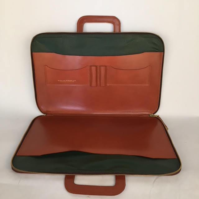 Zip Around Document Case, BESPOKE | Zipper Under Arm Briefcase | Retractable Handles | English Bridle Leather | Sterling and Burke-Document Case-Sterling-and-Burke