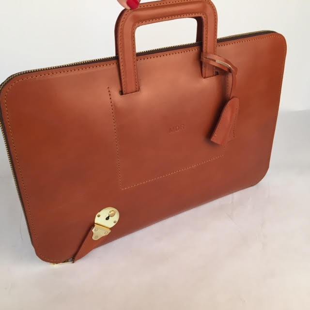Zip Around Document Case, BESPOKE | Zipper Under Arm Briefcase | Retractable Handles | English Bridle Leather | Sterling and Burke-Document Case-Sterling-and-Burke