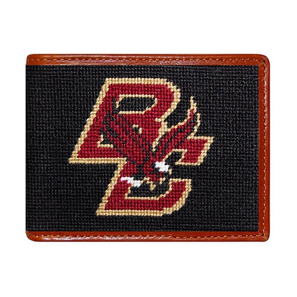 Needlepoint Collection | Boston College Needlepoint B-Fold Wallet | Maroon and Black | Smathers and Branson-Wallet-Sterling-and-Burke