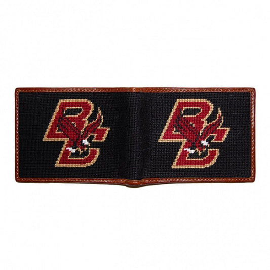 Needlepoint Collection | Boston College Needlepoint B-Fold Wallet | Maroon and Black | Smathers and Branson-Wallet-Sterling-and-Burke