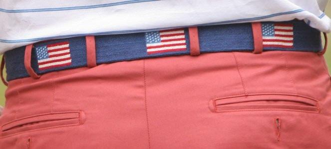Needlepoint Collection | American Flag Needlepoint Belt | USA Flag Needlepoint Belt | Stars and Stripes Belt | Dark Navy | Smathers and Branson-Belt-Sterling-and-Burke