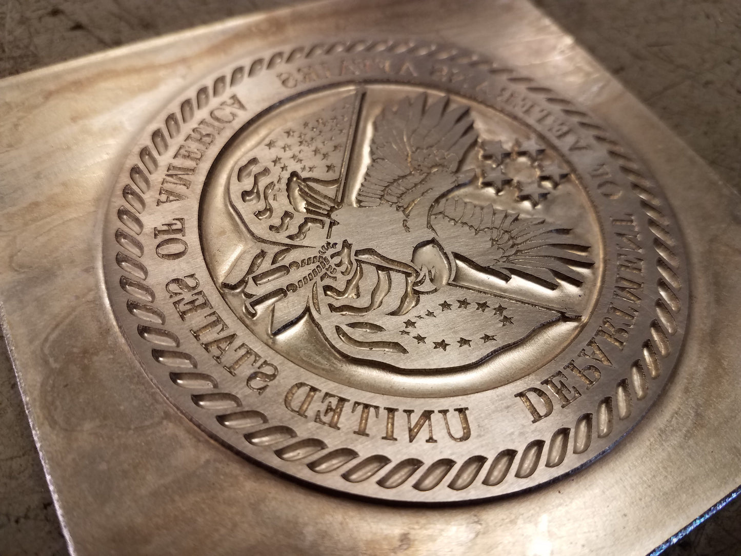 "" Production of Magnesium Die $75 | Single Line of Text | Stamping on Leather-Sterling-and-Burke