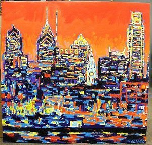 Stango Gallery: Morning in The City | Orange Morning Sun Skyline - New York City | Gallery at Studio Burke, Washington, DC