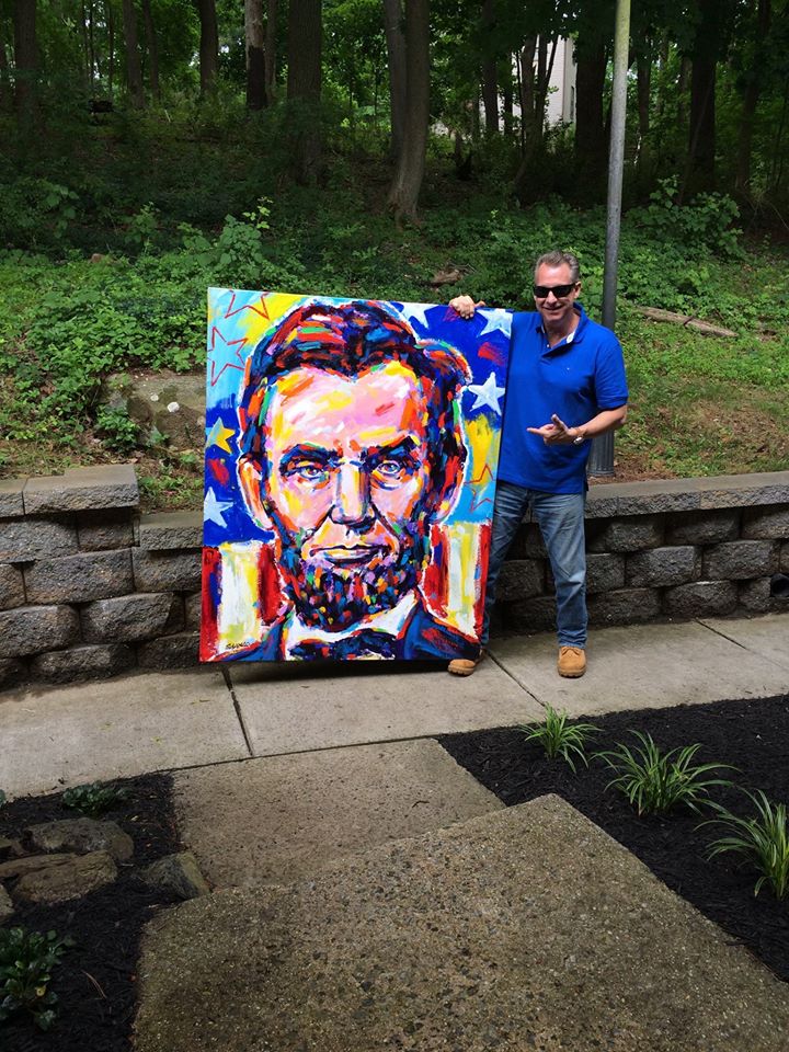 Stango Gallery: The American President: Abe Lincoln | Abe and USA Flag | Gallery at Studio Burke, Washington, DC
