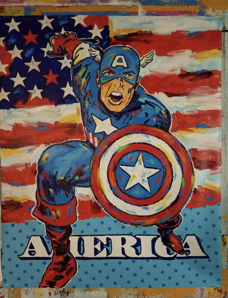 Painting by John Stango | American Icon Captain America | USA Patriotic Artist | Washington, DC |