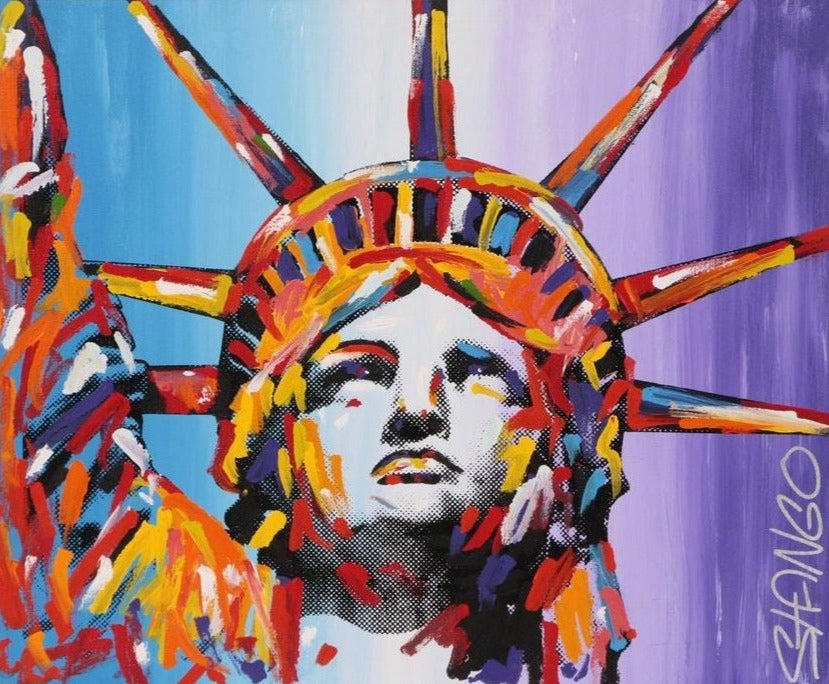 Stango Gallery: Monuments | Lavender and Light Blue Statue of Liberty Pop Art | Gallery at Studio Burke, Washington, DC