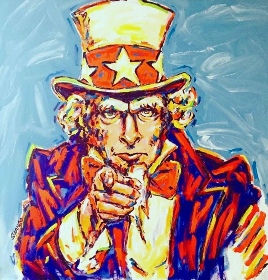 Stango Gallery: Patriotic Icon | Uncle Sam | Blue Uncle Sam Pop Art | Gallery at Studio Burke, Washington, DC
