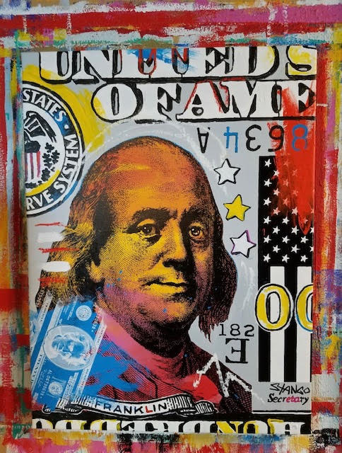Painting by John Stango | Ben Franklin American Money, Money, Money | USA Patriotic Artist | Washington, DC | Artist John Stango