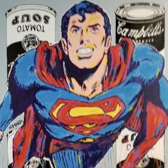 Painting by John Stango | Stango Gallery: American Super Hero: Superman | American Icon Superman and Soup | USA Patriotic Artist | Washington, DC |