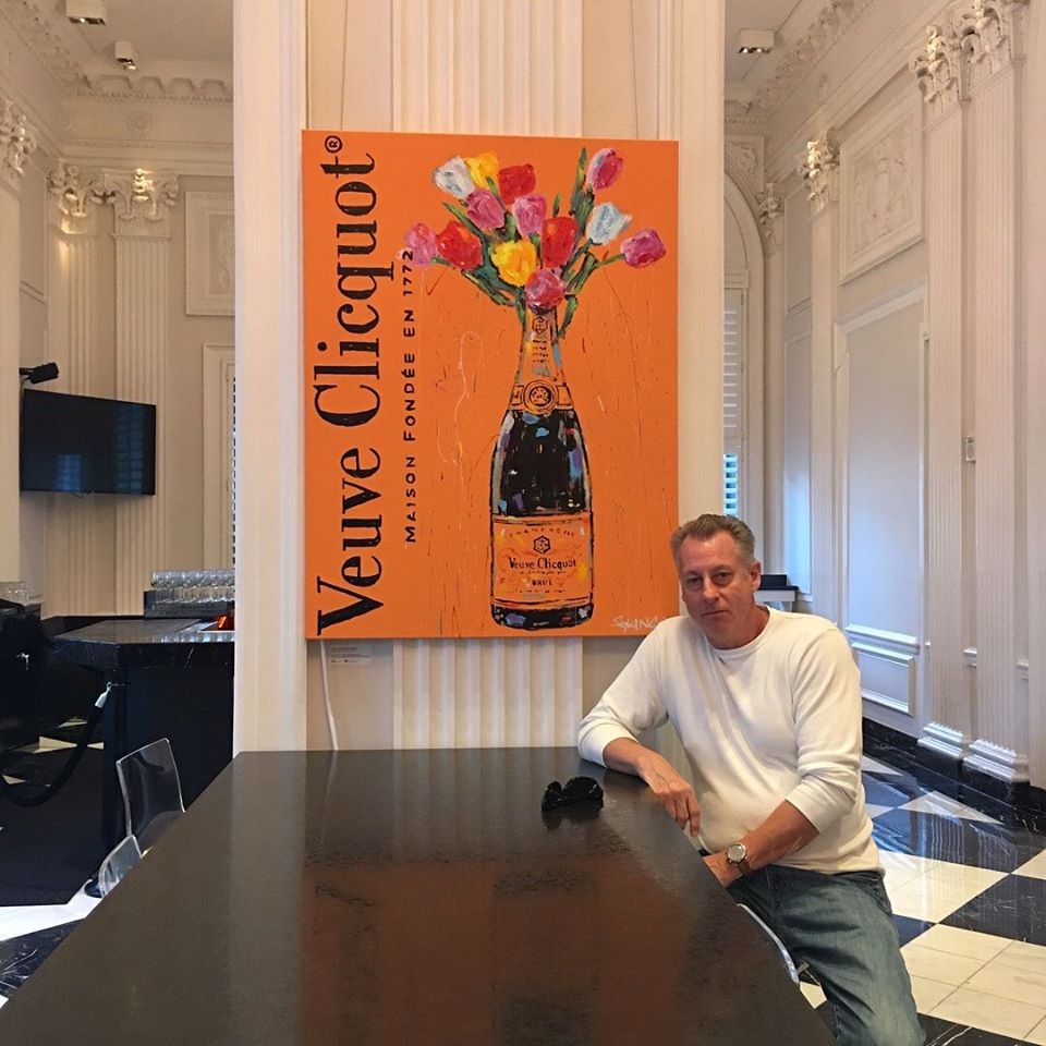 Stango Gallery: Flowers | French Tulips in Champagne Bottle Pop Art | Custom Contemporary Art | Gallery Burke DC