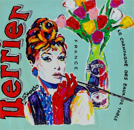 Stango Gallery: Flowers | Audrey's French Tulips in Perrier Bottle Pop Art | Custom Contemporary Art | Gallery Burke DC