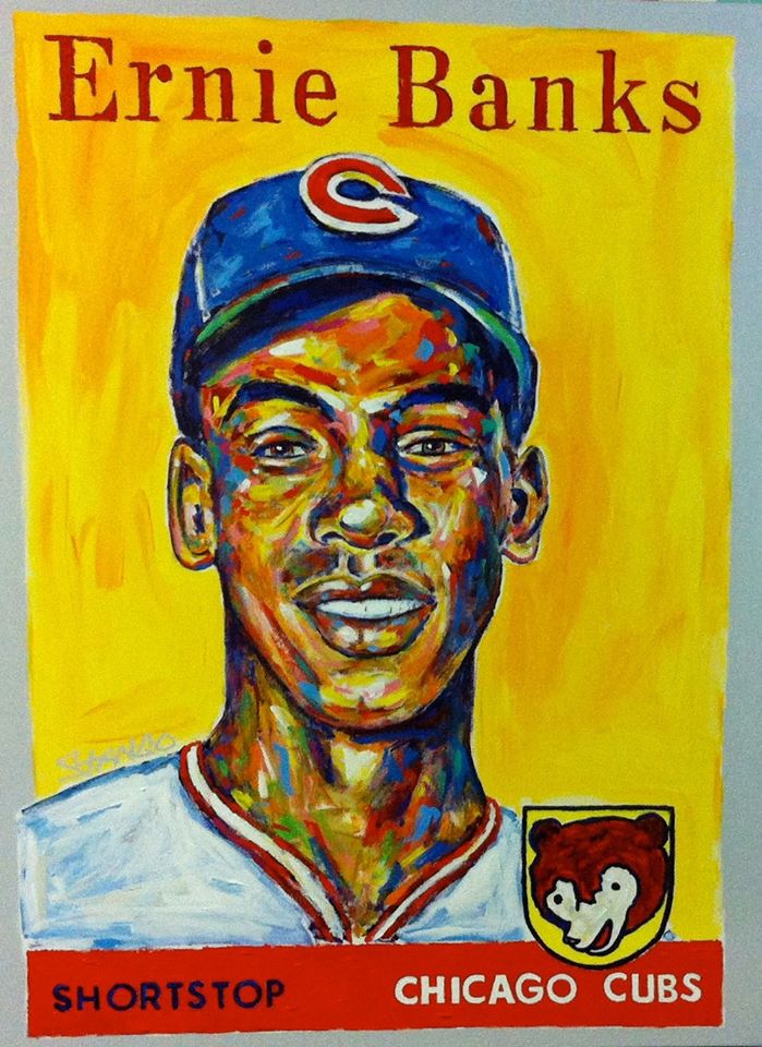 Painting by John Stango | Stango Gallery: American Baseball | Chicago Cubs Ernie Banks | USA Patriotic Artist | Washington, DC |