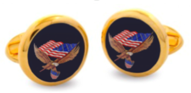 Halcyon Days Star Spangled Banner Cufflinks in Gold-Enamel Cufflinks-Sterling-and-Burke
