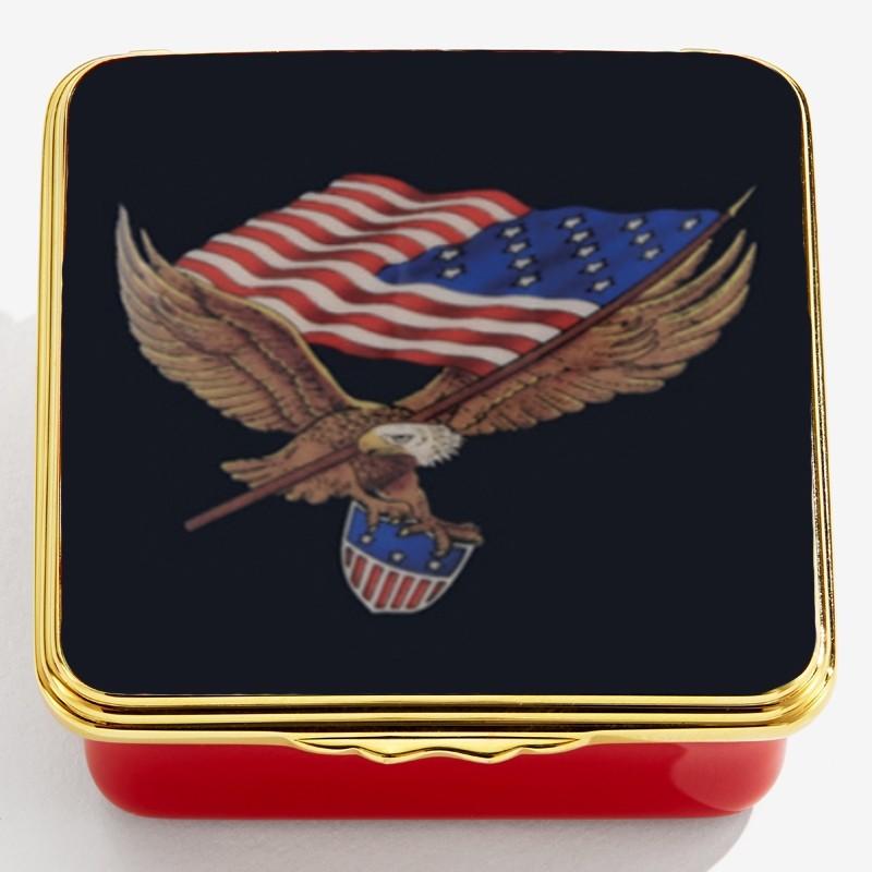 Halcyon Days Star Spangled Banner Enamel Box, Small-Enamel Box-Sterling-and-Burke