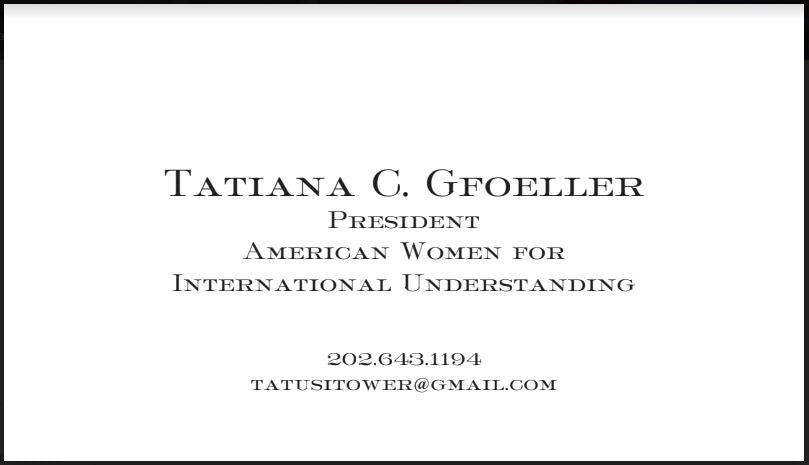 Bespoke Stationery | Business Card | Ambassador Tatiana Gfoeller