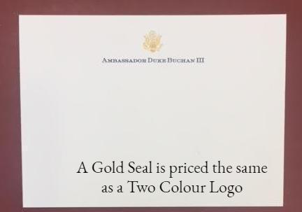 Marafie Proof | Bespoke Stationery | Large / Executive Correspondence Card and Envelope Set | Correspondence Card with Two Colour Logo and Text and Blank Envelope | Hand Engraved | Sterling and Burke Ltd-Custom Stationery-Sterling-and-Burke