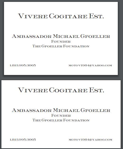Bespoke Proof | Stationery Ambassador Gfoeller | Business Card | US / UK / European Size | No Gold - Single Colour Logo with Text Only | Hand Engraved | Sterling and Burke Ltd-Custom Stationery-Sterling-and-Burke