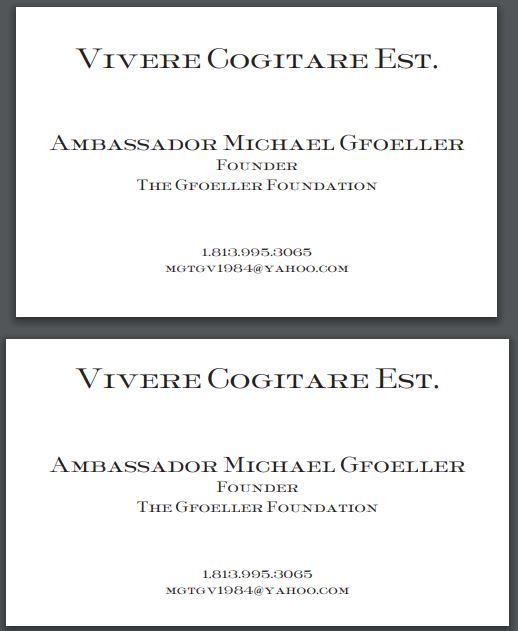 Bespoke Proof | Stationery Ambassador Gfoeller | Business Card | US / UK / European Size | No Gold - Single Colour Logo with Text Only | Hand Engraved | Sterling and Burke Ltd-Custom Stationery-Sterling-and-Burke