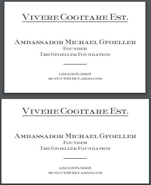 Bespoke Proof | Stationery Ambassador Gfoeller | Business Card | US / UK / European Size | No Gold - Single Colour Logo with Text Only | Hand Engraved | Sterling and Burke Ltd-Custom Stationery-Sterling-and-Burke