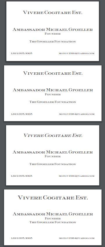 Bespoke Proof | Stationery Ambassador Gfoeller | Business Card | US / UK / European Size | No Gold - Single Colour Logo with Text Only | Hand Engraved | Sterling and Burke Ltd-Custom Stationery-Sterling-and-Burke