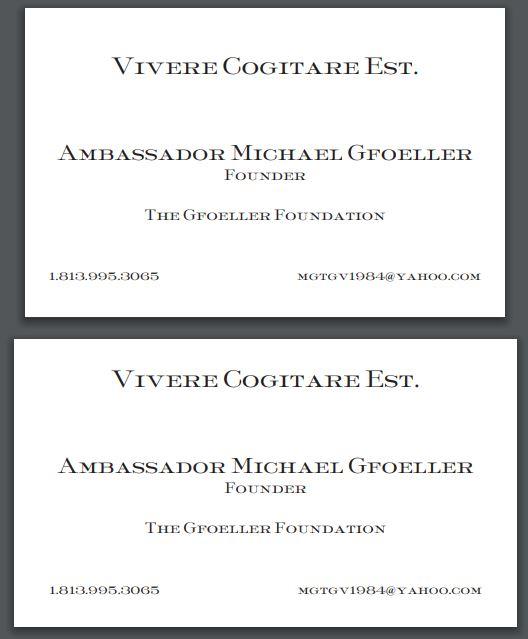 Bespoke Proof | Stationery Ambassador Gfoeller | Business Card | US / UK / European Size | No Gold - Single Colour Logo with Text Only | Hand Engraved | Sterling and Burke Ltd-Custom Stationery-Sterling-and-Burke