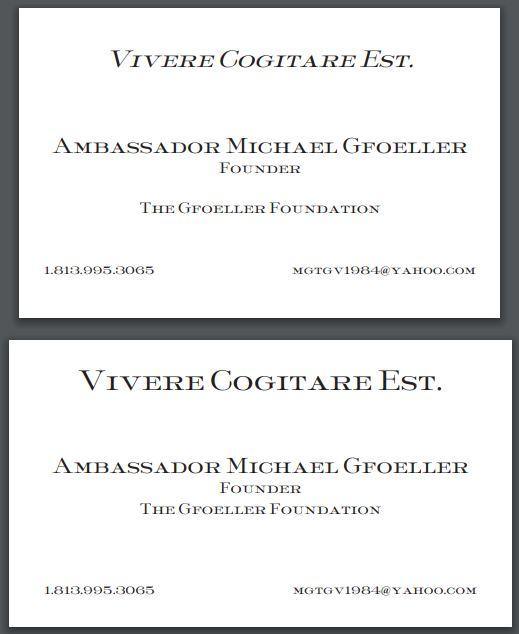 Bespoke Proof | Stationery Ambassador Gfoeller | Business Card | US / UK / European Size | No Gold - Single Colour Logo with Text Only | Hand Engraved | Sterling and Burke Ltd-Custom Stationery-Sterling-and-Burke