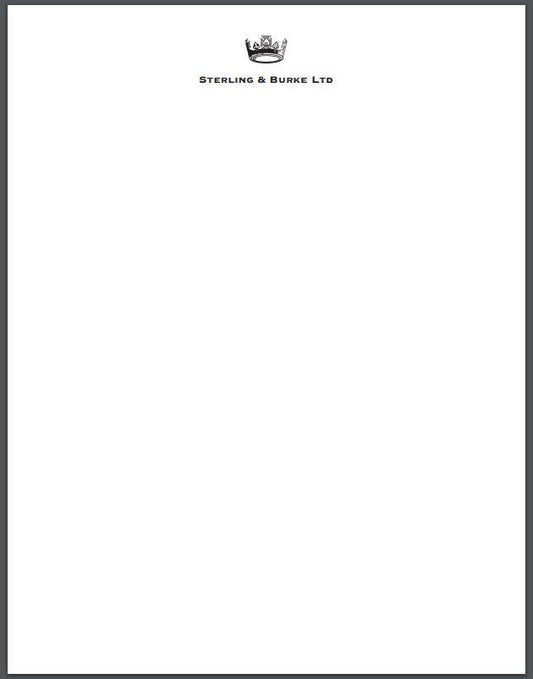 Pricing / Deposit | Bespoke Stationery | Standard US Letter Size Sheet | Folds in Thirds | 8.5 by 11 | Pearl White and Ecru | Hand Engraved | 100% Cotton Paper by Sterling and Burke Ltd-Custom Stationery-Sterling-and-Burke