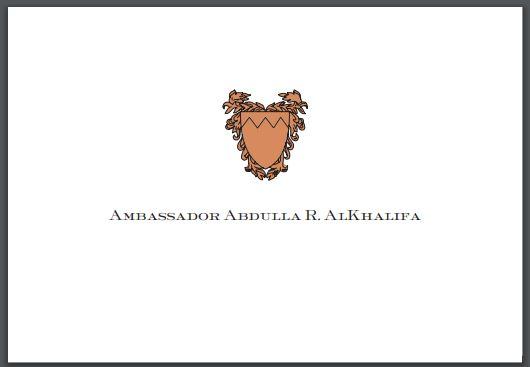 Bespoke Proof | Bahrain Embassy Stationery | Gift Card Only | Gold Seal and Text on Gift Card Only | Hand Engraved | Sterling and Burke Ltd-Custom Stationery-Sterling-and-Burke