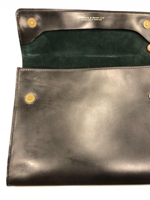 Letter Size Flap Over Portfolio | Magnetic Closure | English Bridle | Envelope Style | Black | Made in England | Sterling and Burke-Portfolio-Sterling-and-Burke