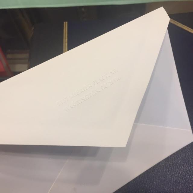 Bespoke Stationery | Large Invitation Card with Envelope | 50 Sets | Hand Engraved | Text Only on Invitation | Envelope Tissue Lined With Embossed Return Address | Sterling and Burke Ltd-Custom Stationery-Sterling-and-Burke