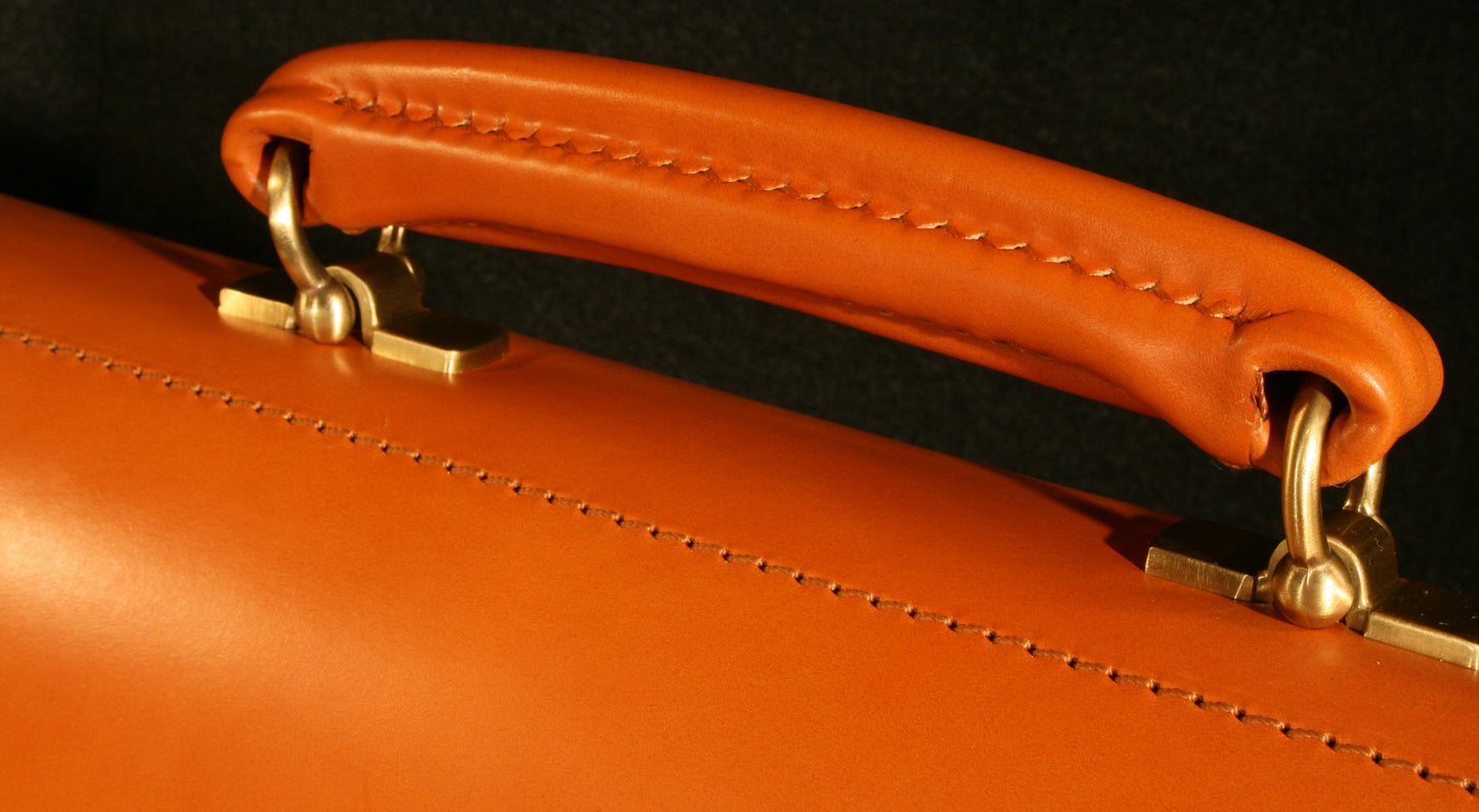 Two Section Flap Over Briefcase | English Bridle Hide | Bespoke Production | Finest Quality Hand Stitched | Sterling and Burke | No.15A