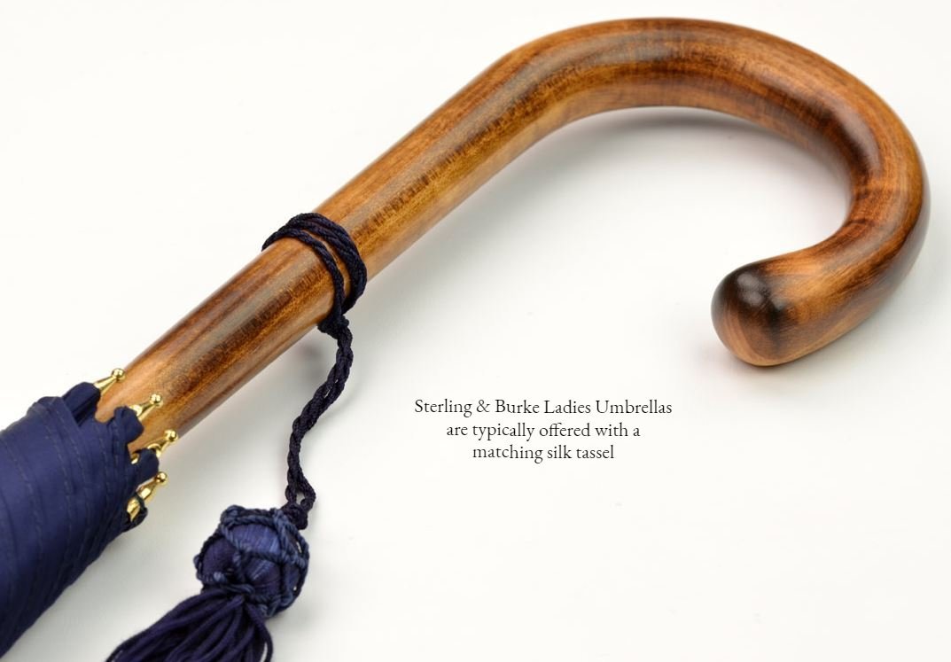 The Diana Umbrella | A Ladies Royal Umbrella | Solid Shaft Maple | Black Canopy | Gold Collar | Finest Quality | Made in England | Sterling and Burke Umbrellas-Ladies Umbrella-Sterling-and-Burke