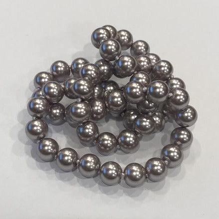 Pearl Necklace | Salt Water Pearls | Single Strand | Hand Knotted Pearls | 18" Necklace | 8mm | Silver Clasp | Taupe