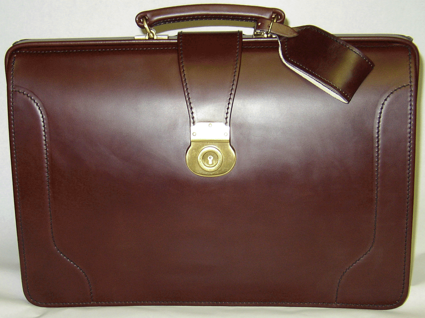 Top Frame Briefcase | Papworth Style | English Bridle Hide | Bespoke Production | Special 3 Position Round Lock | Hand Stitched | Made in England
