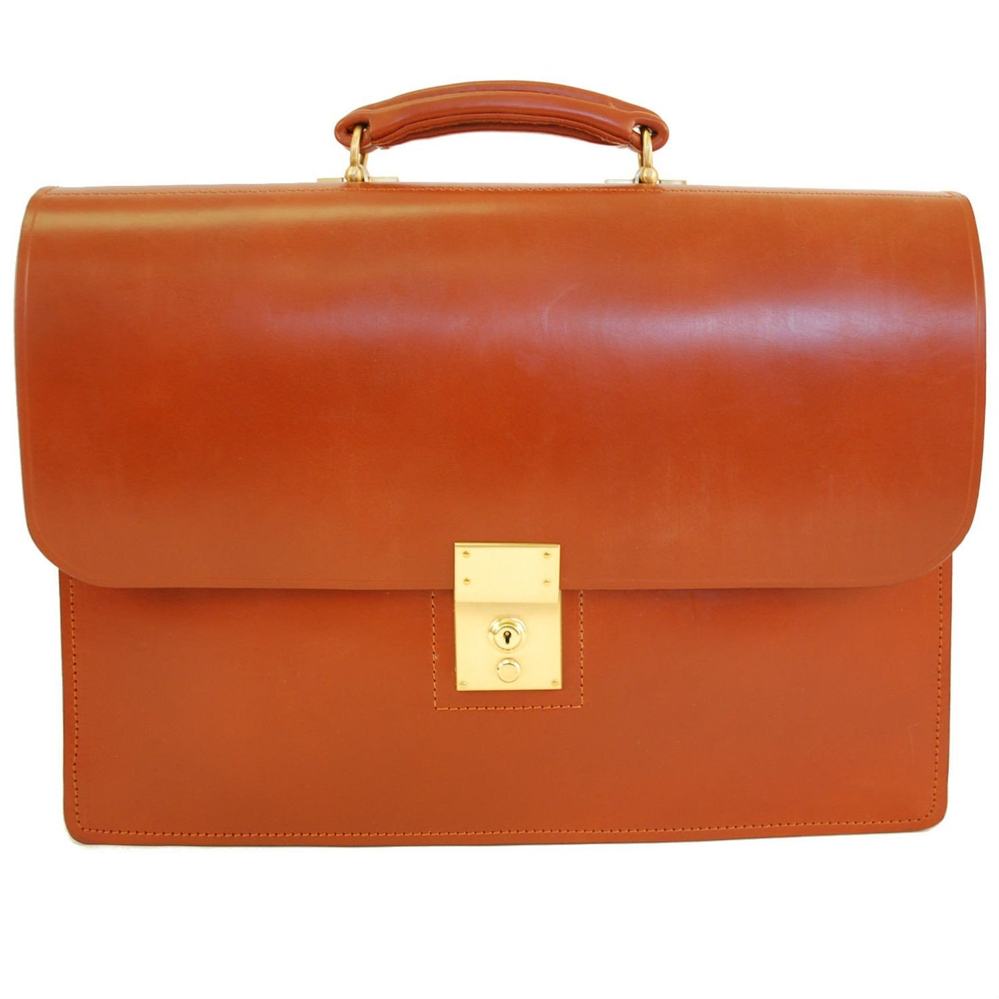 Twin Gusset Document Case, Dark London Tan | Two Section Flap Over Briefcase | Hand Stitched | Brown English Bridle Leather | Sterling and Burke-Document Case-Sterling-and-Burke