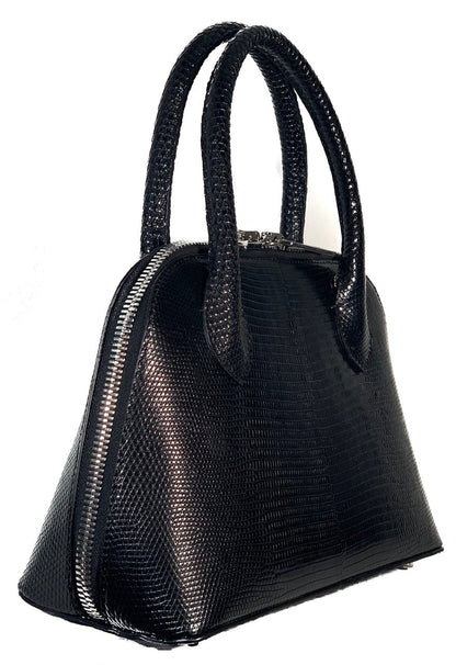 Lizard Purse | Authentic American Lizard Handbag | The Patricia | 15" in Classic Black| Custom Production | Hand Made in America