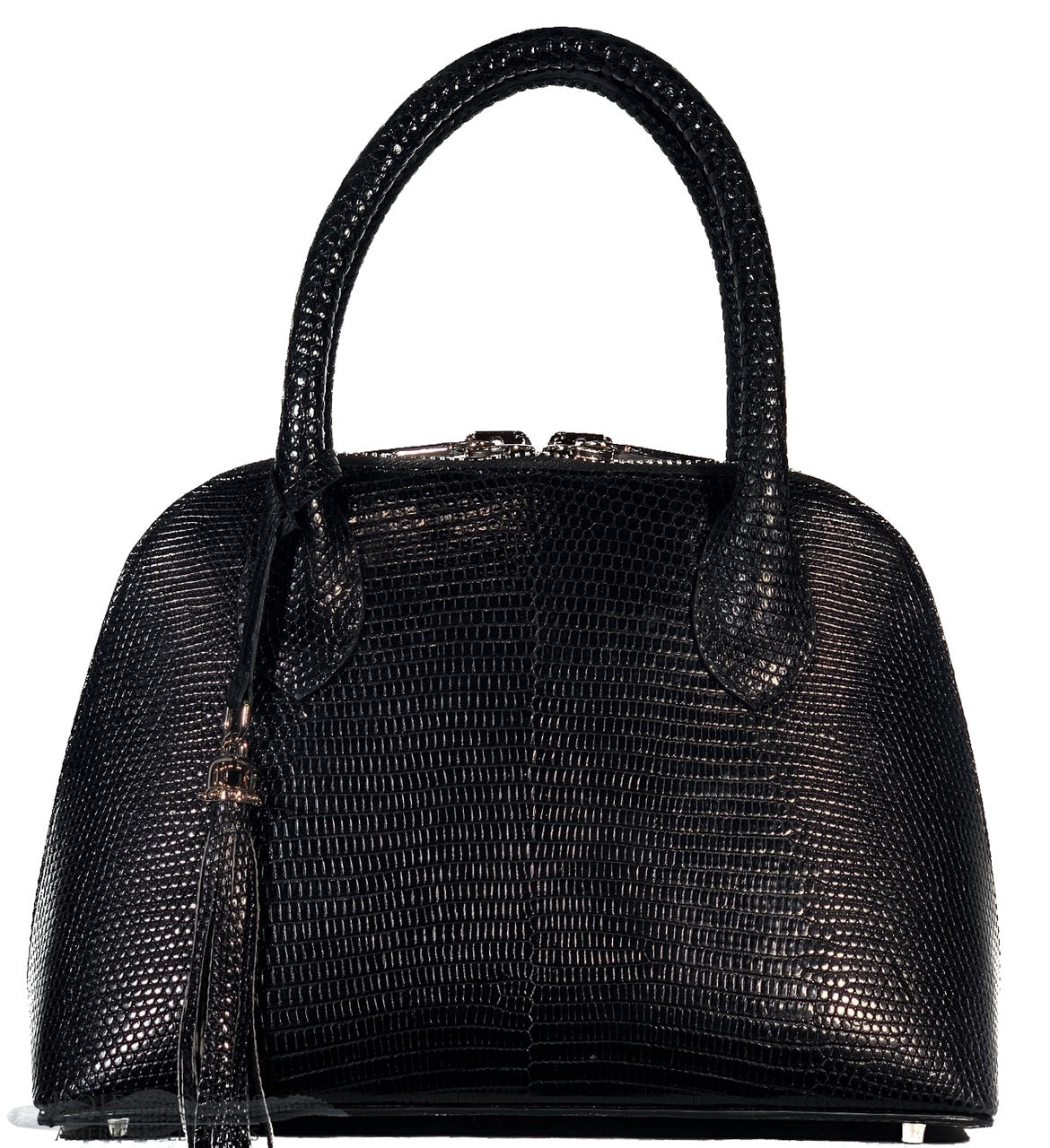 Lizard Purse | Authentic American Lizard Handbag | The Patricia | 15" in Classic Black| Custom Production | Hand Made in America