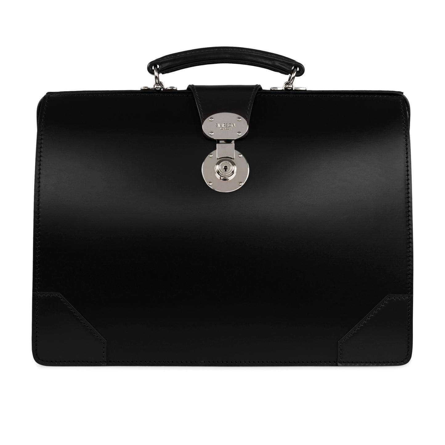 Top Frame Briefcase | Simpson London Style | English Bridle Hide | Bespoke Production | Special Round Lock | Hand Stitched | Made in England