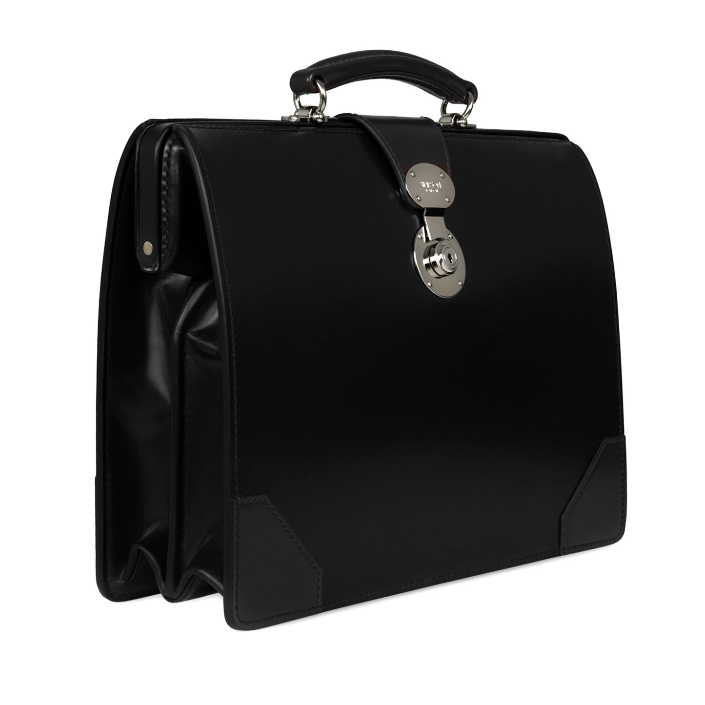 Top Frame Briefcase | Simpson London Style | English Bridle Hide | Bespoke Production | Special Round Lock | Hand Stitched | Made in England