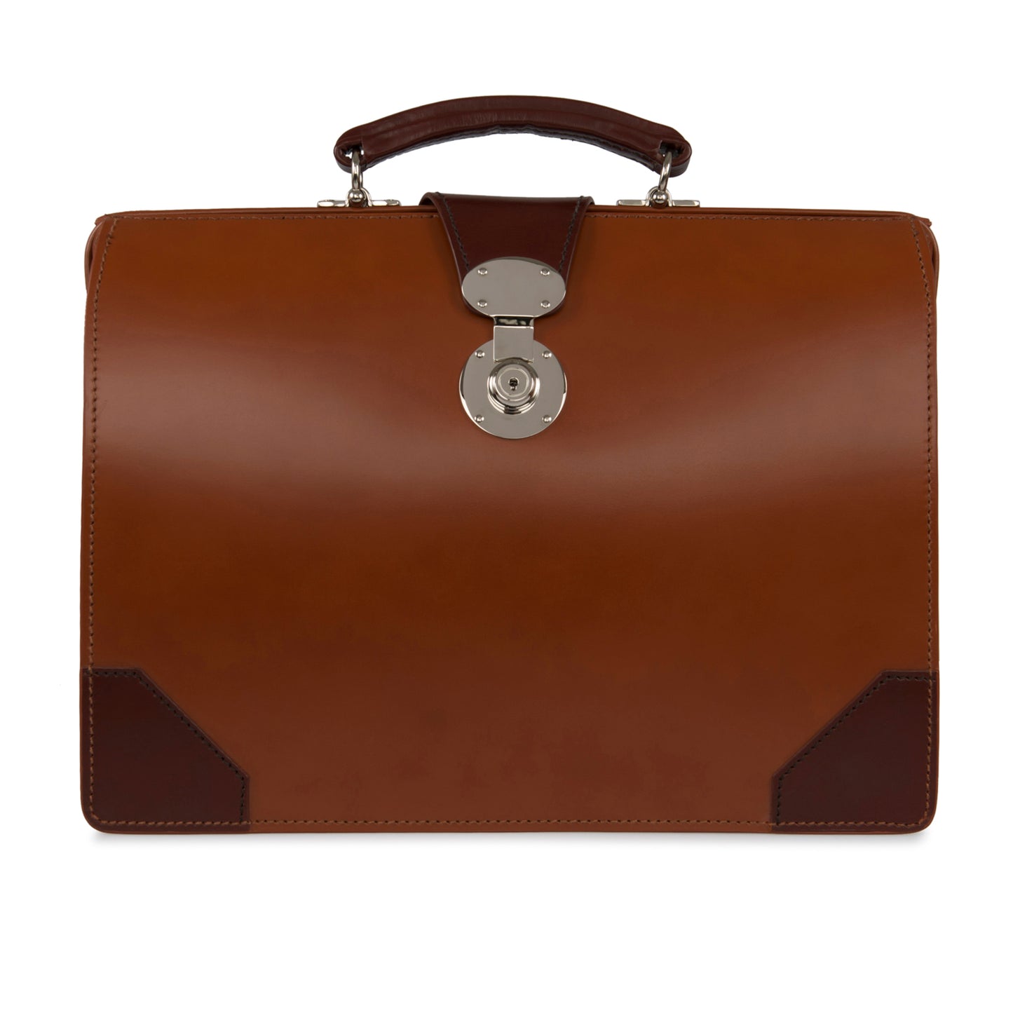 Top Frame Briefcase | Simpson London Style | English Bridle Hide | Bespoke Production | Special Round Lock | Hand Stitched | Made in England