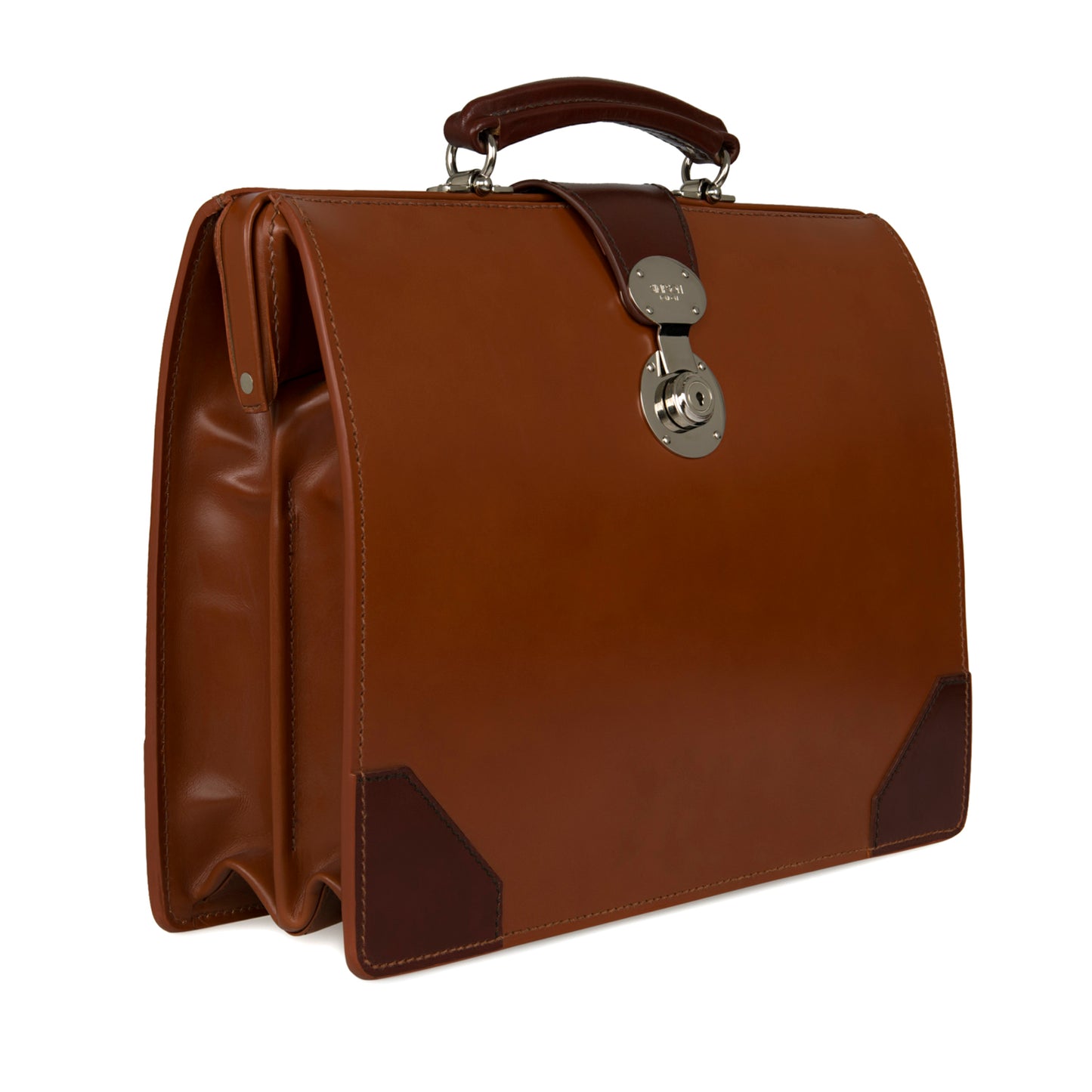 Top Frame Briefcase | Simpson London Style | English Bridle Hide | Bespoke Production | Special Round Lock | Hand Stitched | Made in England