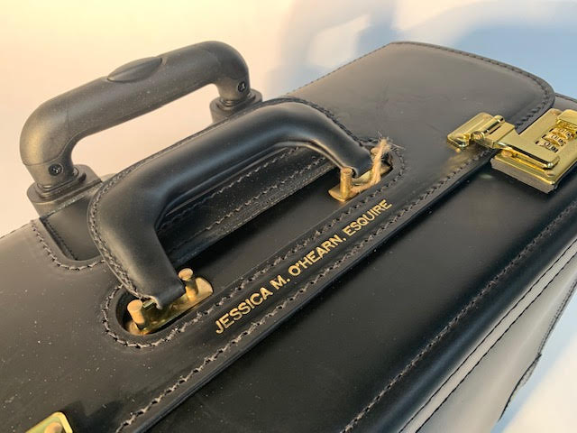 The Litigator Trial Bag Catalog Case | Premium Quality | All Leather | 18" | Exterior Wheels | Name, Initials, Firm Logo | C108418BL