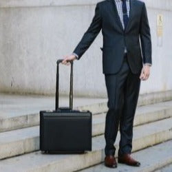 The Captain Catalog Case | Ballistic Nylon and Leather | 18" | Exterior Wheels | Litigator Case Engraved with Name | C212518BL